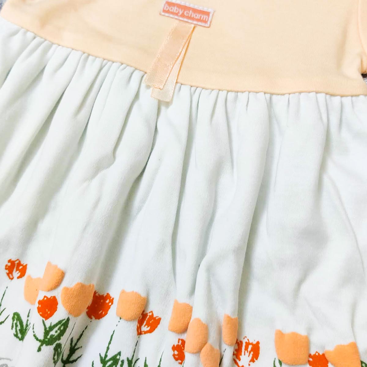 BABY PEACHY BLOSSOM 3 PCS FROCK SET