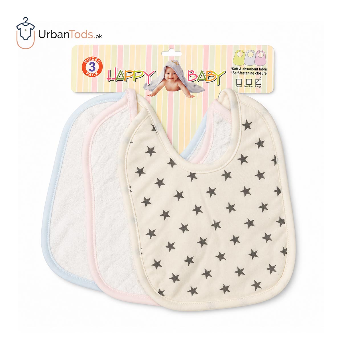 BABY STAR PRINT 3 PACK BIB SET