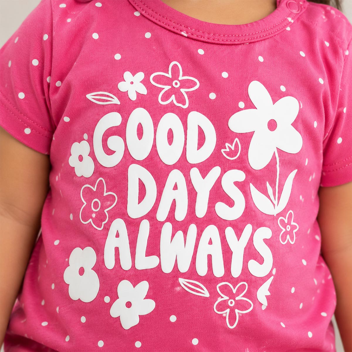 BRANDED BERRY PINK GOOD DAYS ALWAYS POLKA DOT T-SHIRT