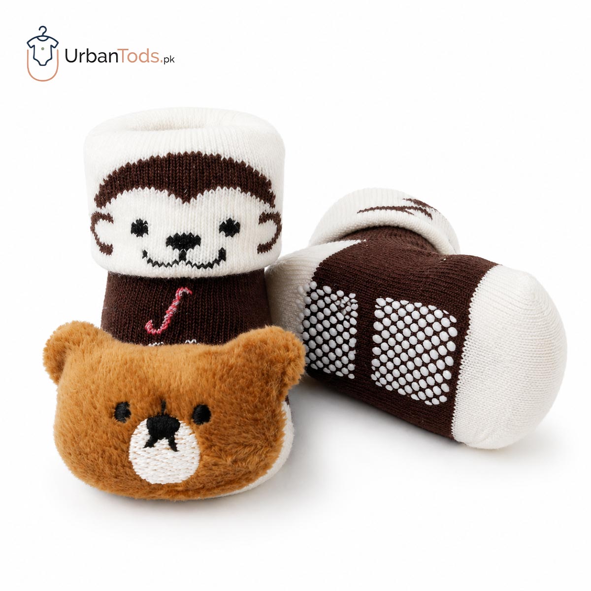 COCOA BEAR & MONKEY ANTI SLIP BOOTIE SOCKS