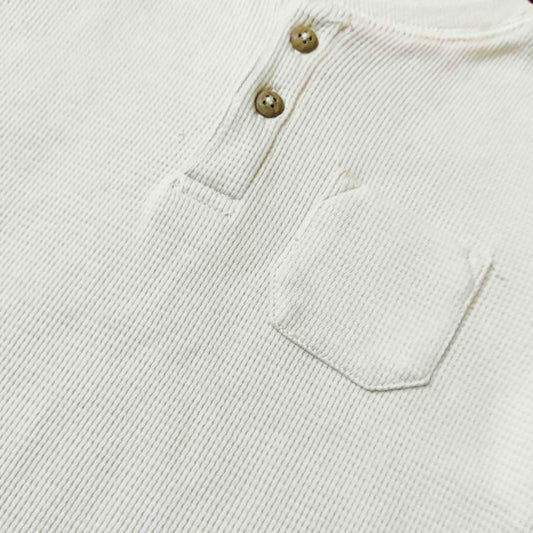 Kids Waffle Knit Pocket Henley T-shirt