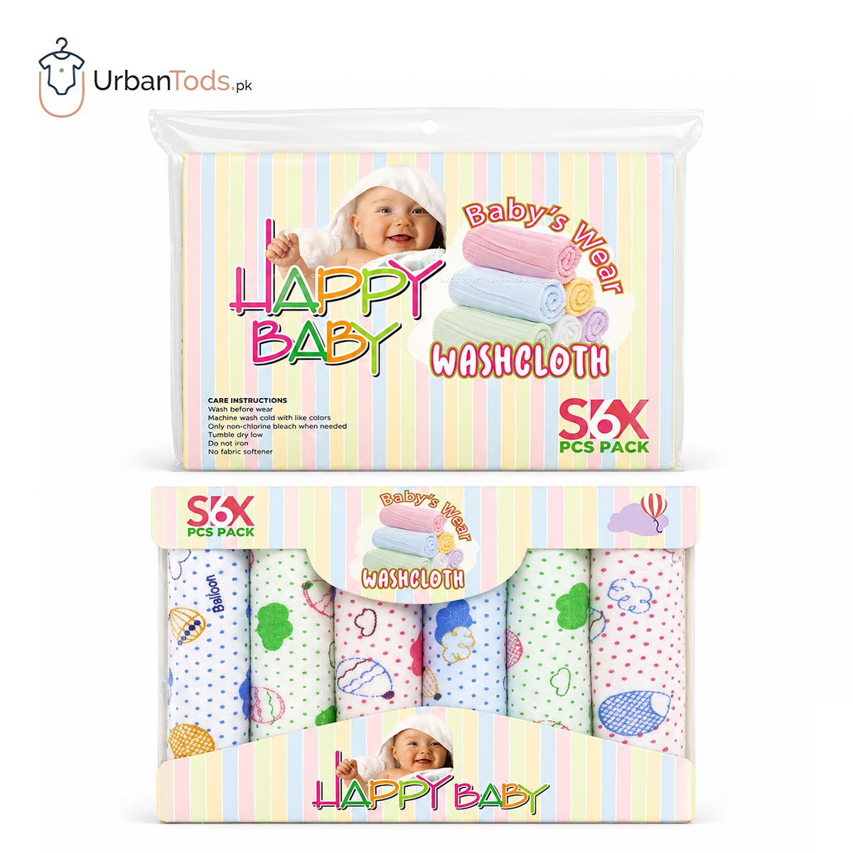 HAPPY BABY 6 PACK WASHCLOTH SET