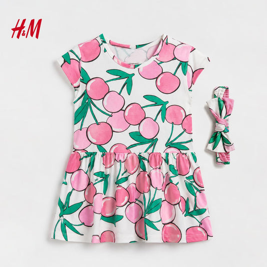 H&M PINK CHERRY BLOSSOM DRESS WITH HEADBAND