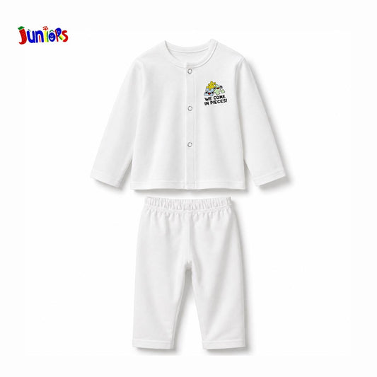 Junior Puzzle Graphic Long Sleeves Button Front Pajama Set