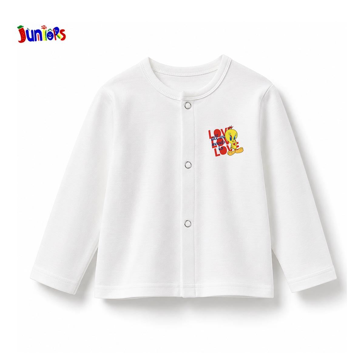 JUNIORS TWEETY LONG SLEEVE BUTTON FRONT PYJAMA SET