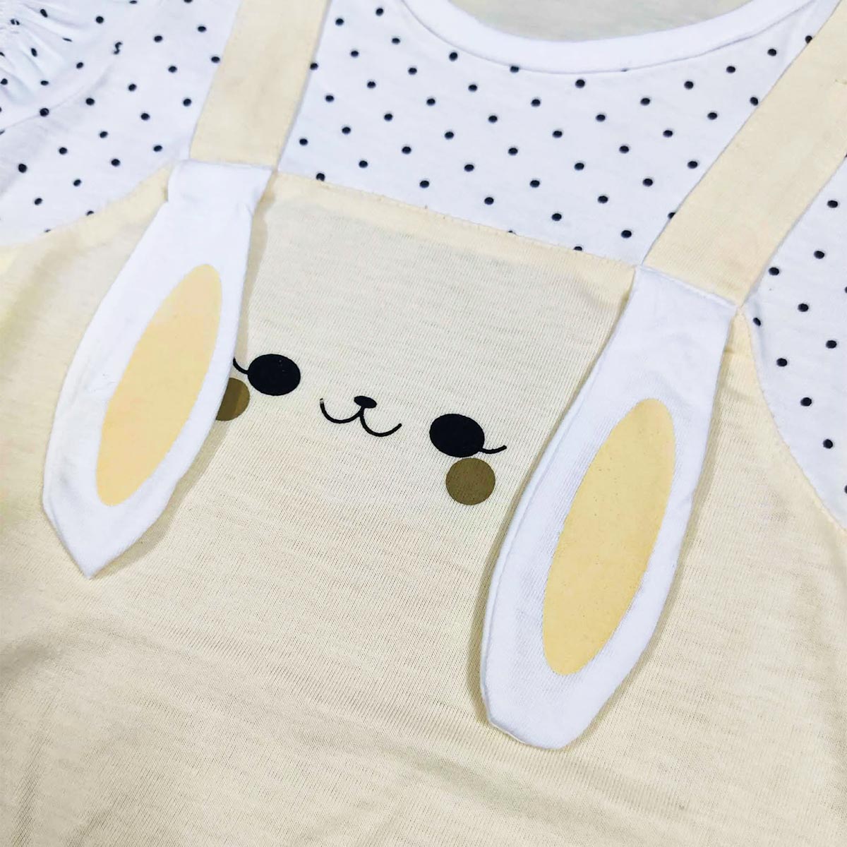 KIDS PASTEL YELLOW POLKA DOT BUNNY ROMPER