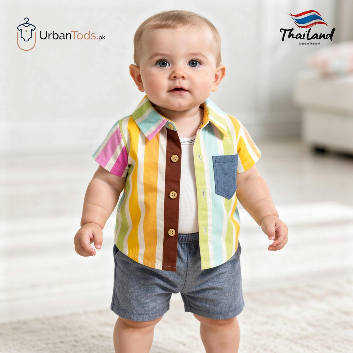 KIDS VIBRANT MULTICOLOR STRIPED 3 PCS SET
