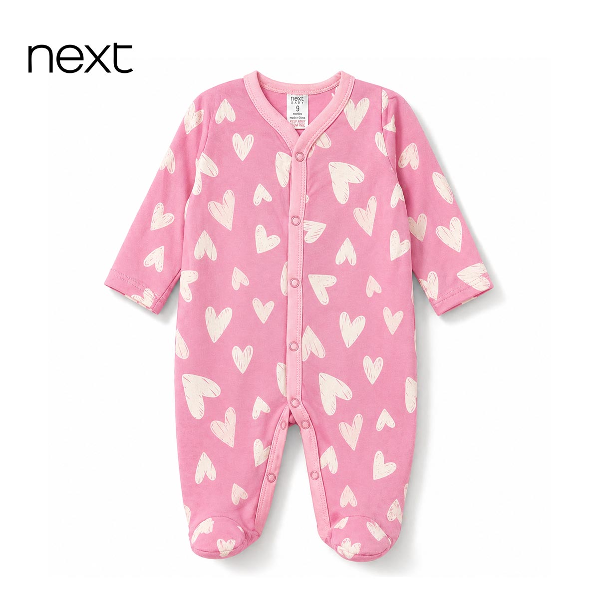NEXT SWEET HEART & FLORAL 3 PACK SLEEPSUIT SET