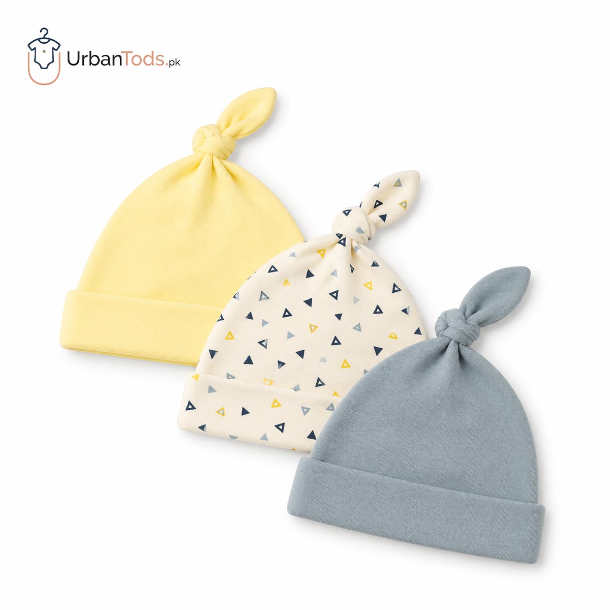 PREMIUM NEWBORN 3 PACK KNOT TOP BEANIE SET