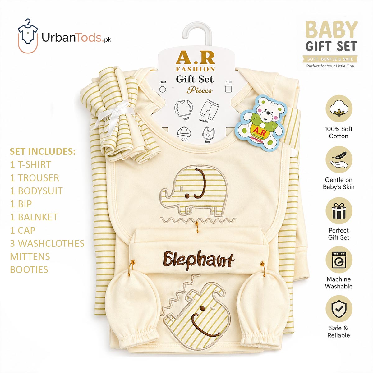 LITTLE BABY 10 PCS GIFT SET - YWLLOW ELEPHANT