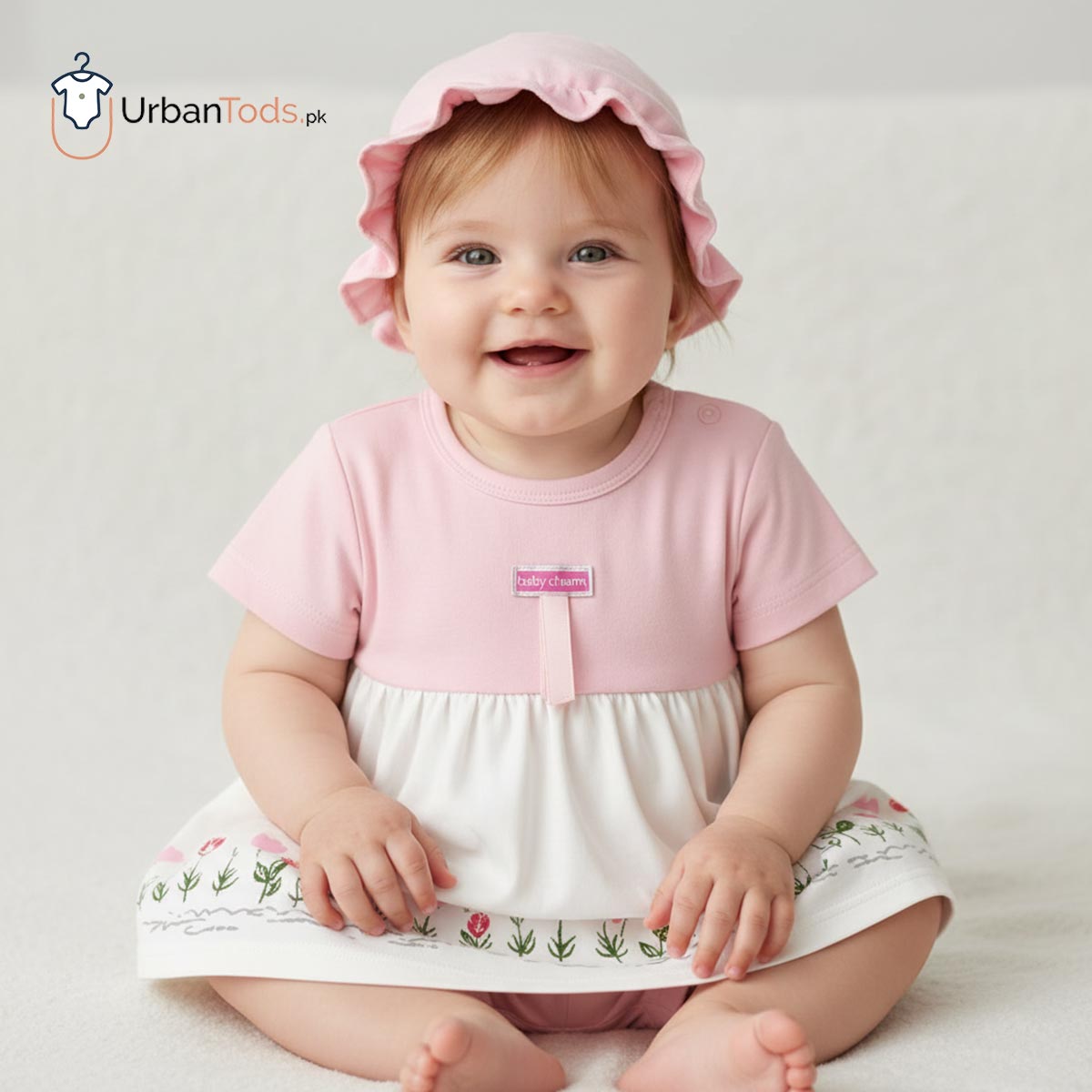BABY BLOSSOM PINK TULIP 3 PCS FROCK SET