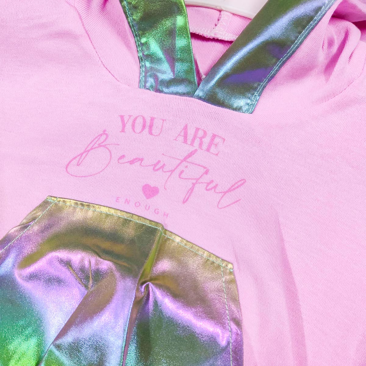 BABY BUBBLEGUM PINK HOODED TOP WITH LEGGING SET