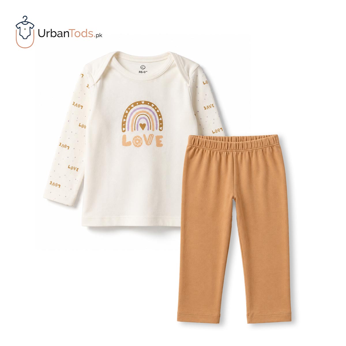 BABY EARTH TONE LOVE 2 PCS LONG SLEEVE T-SHIRT SET