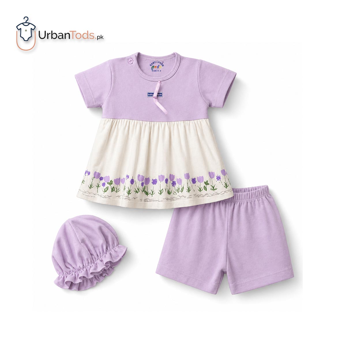 BABY LEVENDER MEADOW TULIP 3 PCS FROCK SET