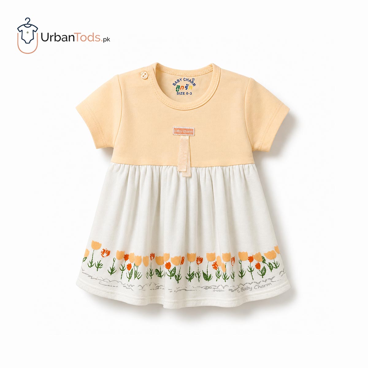 BABY PEACHY BLOSSOM 3 PCS FROCK SET