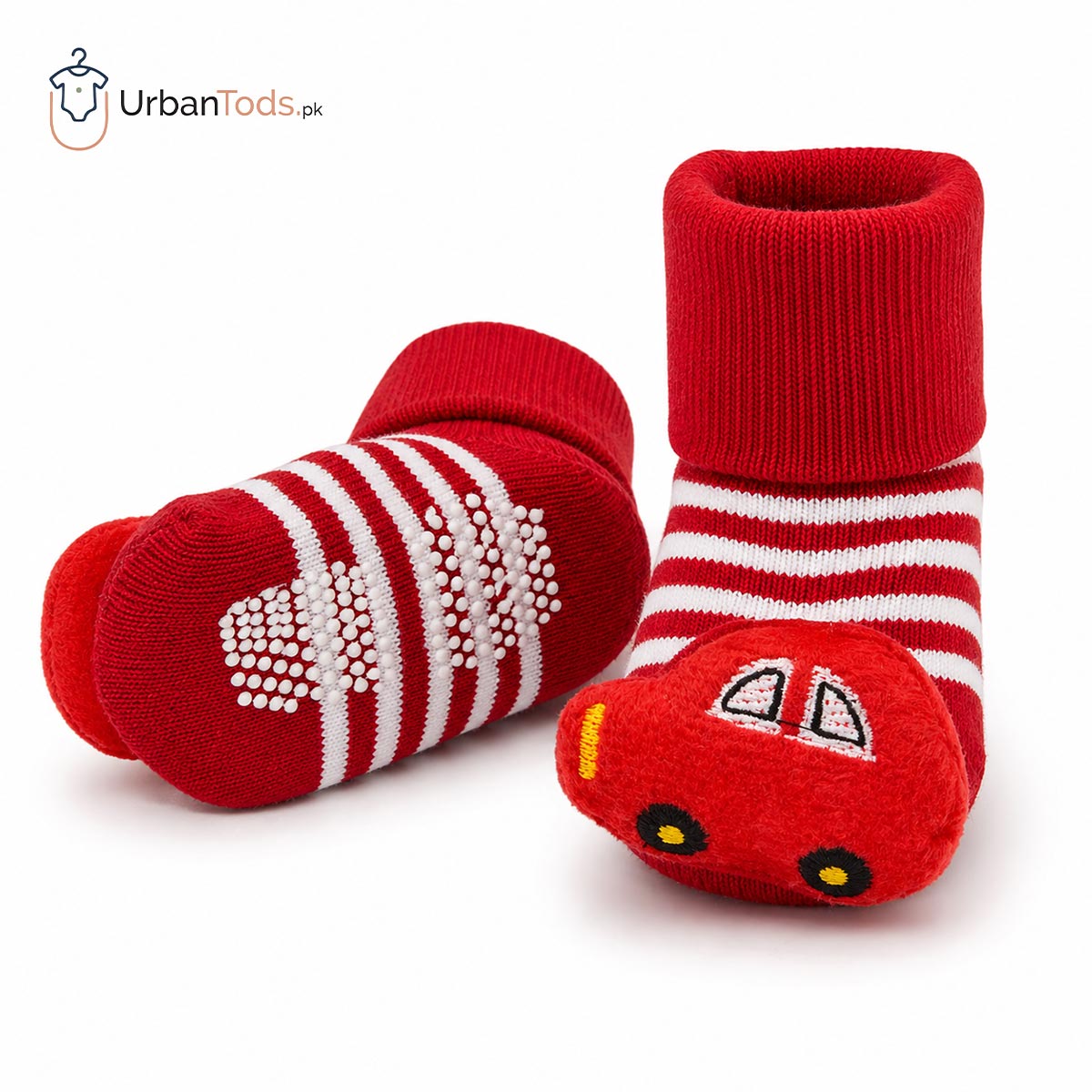 BABY SPEEDSTER RED STRIPED ANTI SLIP BOOTIE SOCKS