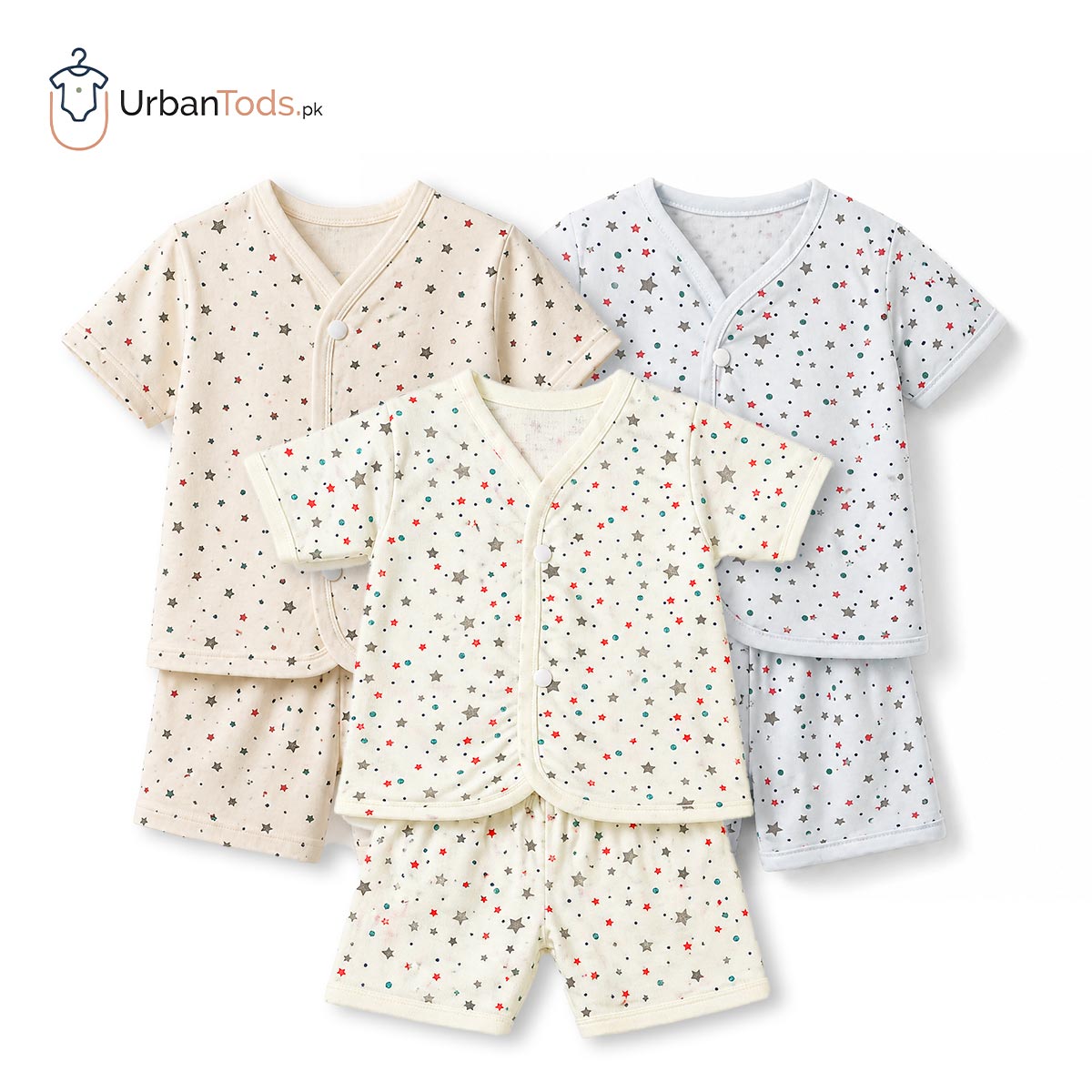 BABY UNISEX 3 PACK PRINTED SHORT SLEEVE TIP WITH SHORTS SET