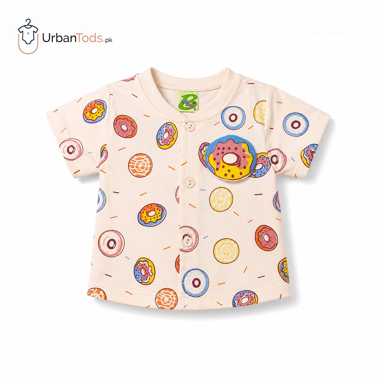 BEE STEP PEACH DONUT T-SHIRT WITH SHORTS & CAP- 3 PCS SET