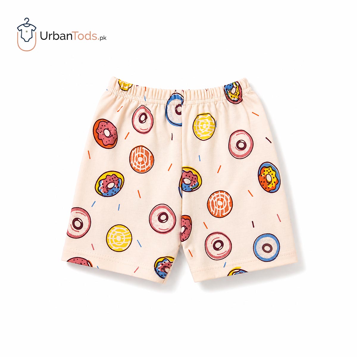 BEE STEP PEACH DONUT T-SHIRT WITH SHORTS & CAP- 3 PCS SET