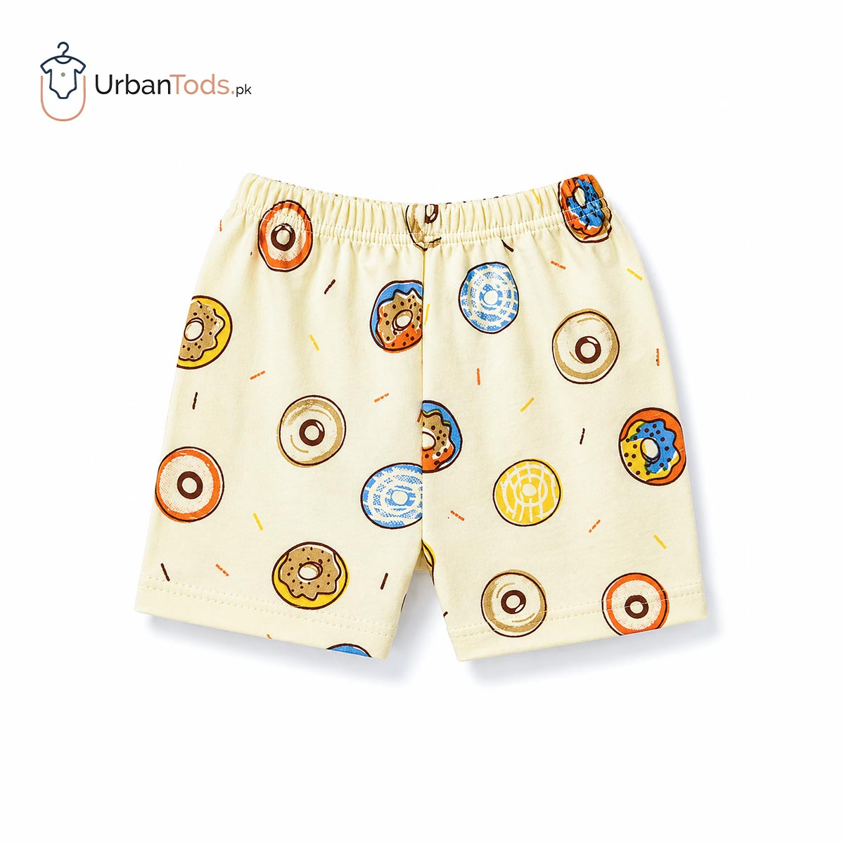 BEE STEP SOFT YELLOW DONUT T-SHIRT WITH SHORTS & CAP- 3 PCS SET