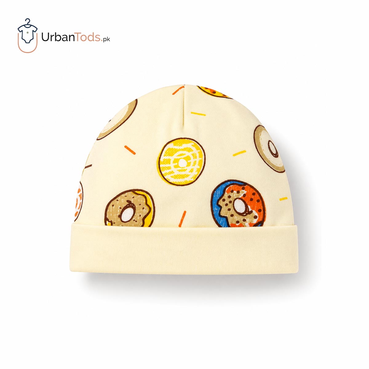 BEE STEP SOFT YELLOW DONUT T-SHIRT WITH SHORTS & CAP- 3 PCS SET