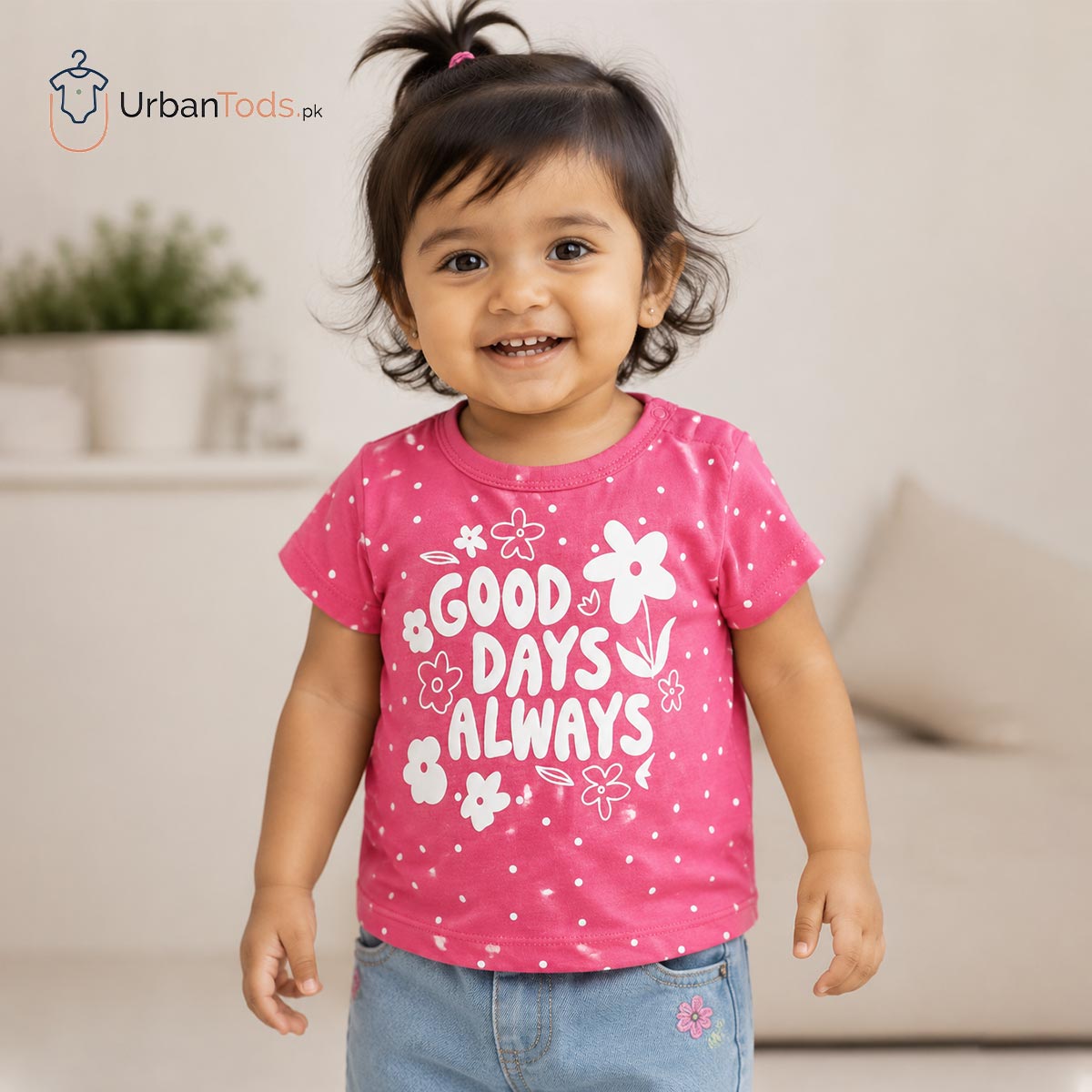 BRANDED BERRY PINK GOOD DAYS ALWAYS POLKA DOT T-SHIRT