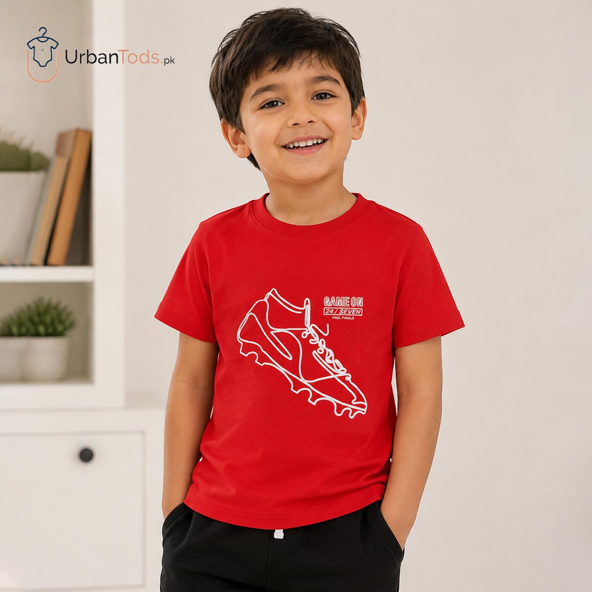 BRANDED RED GAME ON PRINTED SHORT SLEEVE T-SHIRT