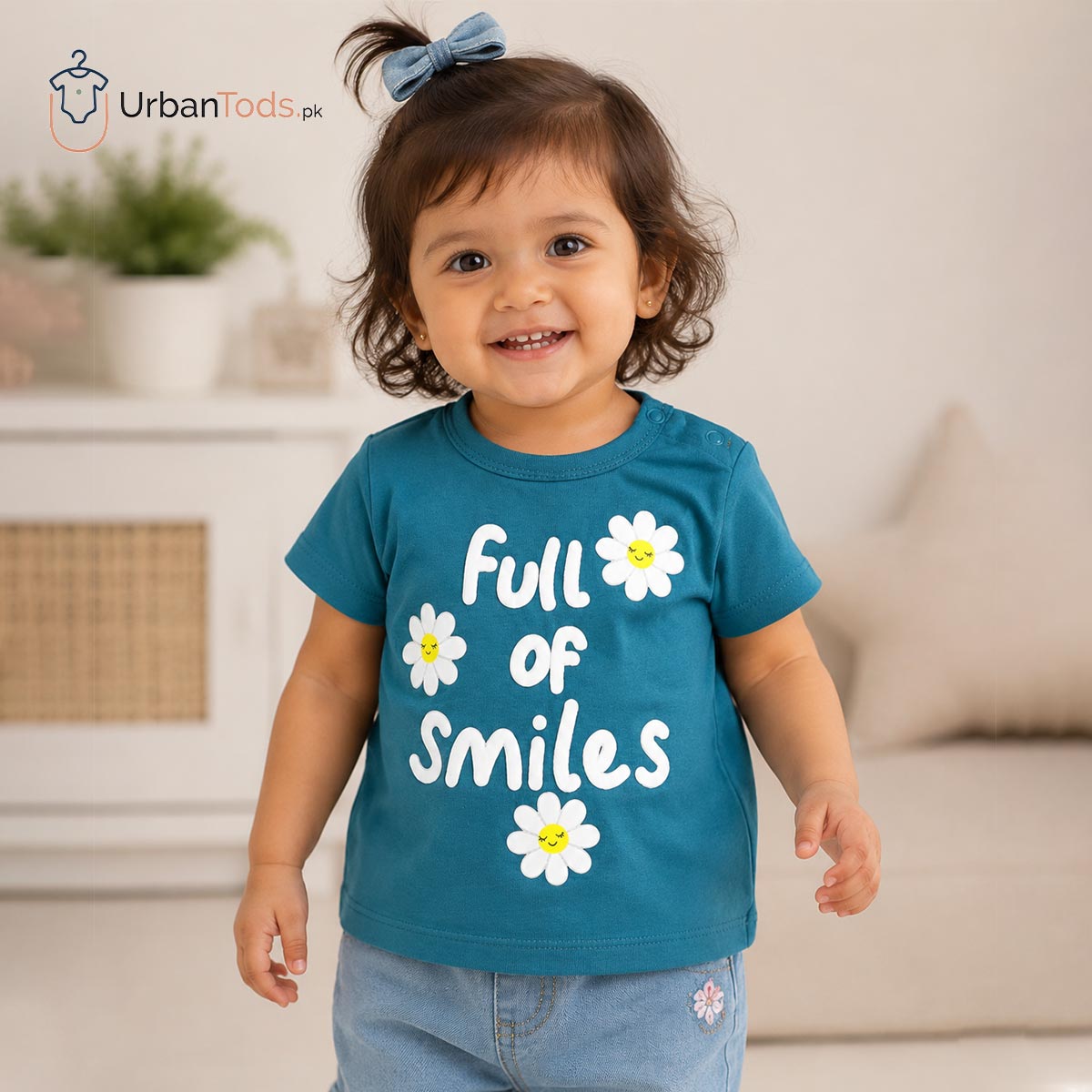 BRANDED TEAL DAISY FULL OF SMILES T-SHIRT