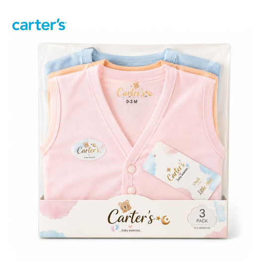 CARTERS ESSENTIAL 3 PACK SLEEVELESS SNAP VESTS