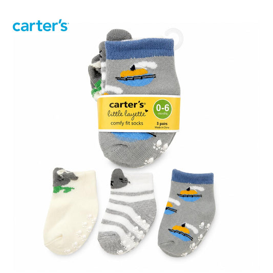 CARTERS LITTLE LAYETTE NAUTICAL ANTI SLIP SOCK SET (3 PACK)