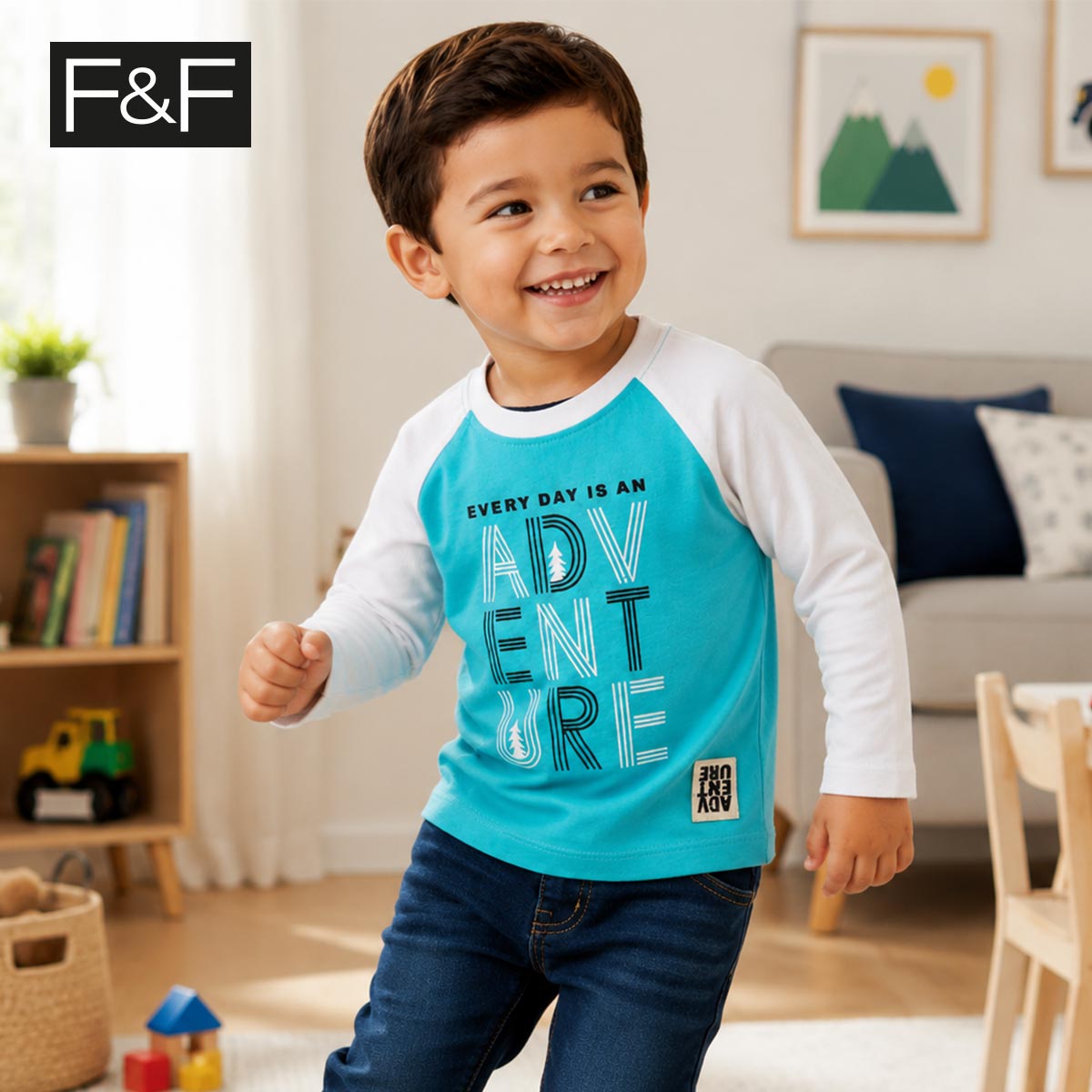 F&F EVERY DAY IS AN ADVENTURE RAGLAN LONG SLEEVE T-SHIRT