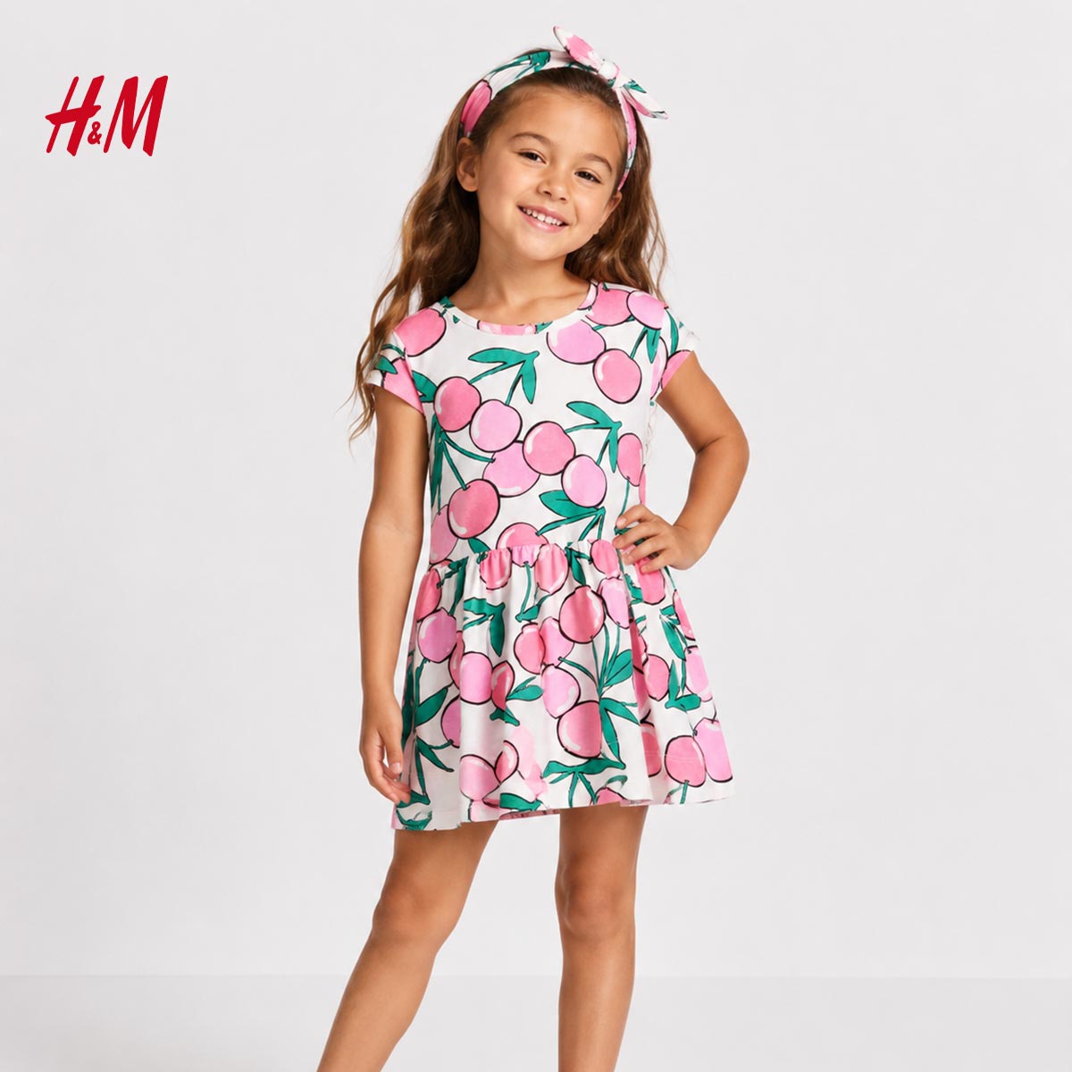H&M PINK CHERRY BLOSSOM DRESS WITH HEADBAND