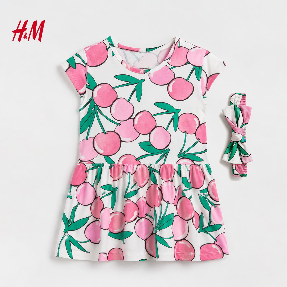 H&M PINK CHERRY BLOSSOM DRESS WITH HEADBAND