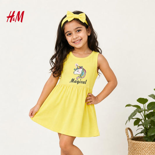 H&M YELLOW MAGICAL UNICORN DRESS WITH HEADBAND