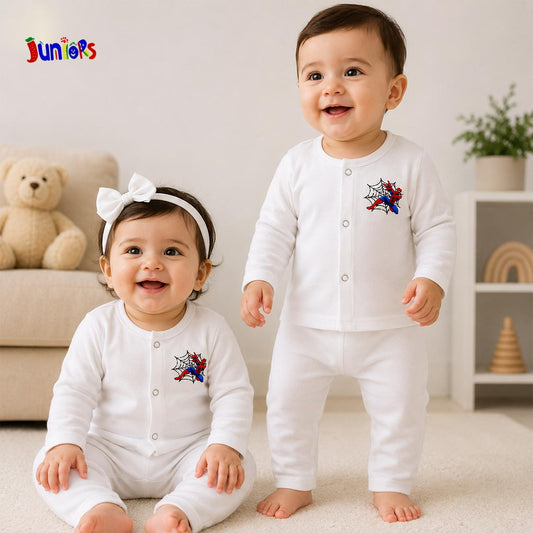 JUNIORS SPIDERMAN LONG SLEEVE BUTTON FRONT PYJAMA SET