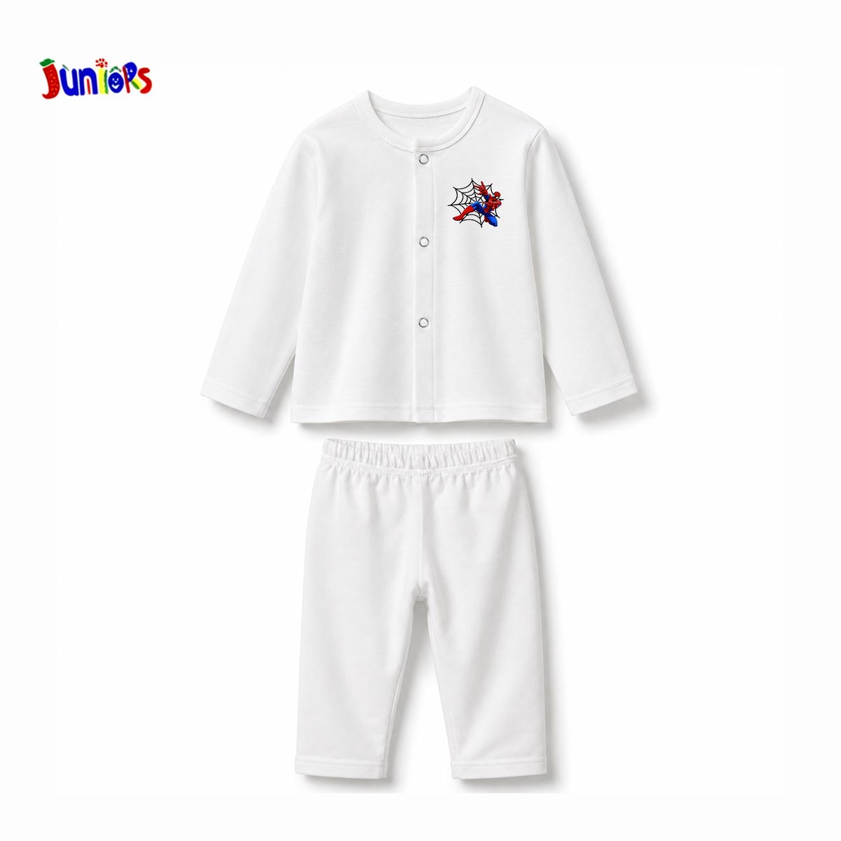 JUNIORS SPIDERMAN LONG SLEEVE BUTTON FRONT PYJAMA SET