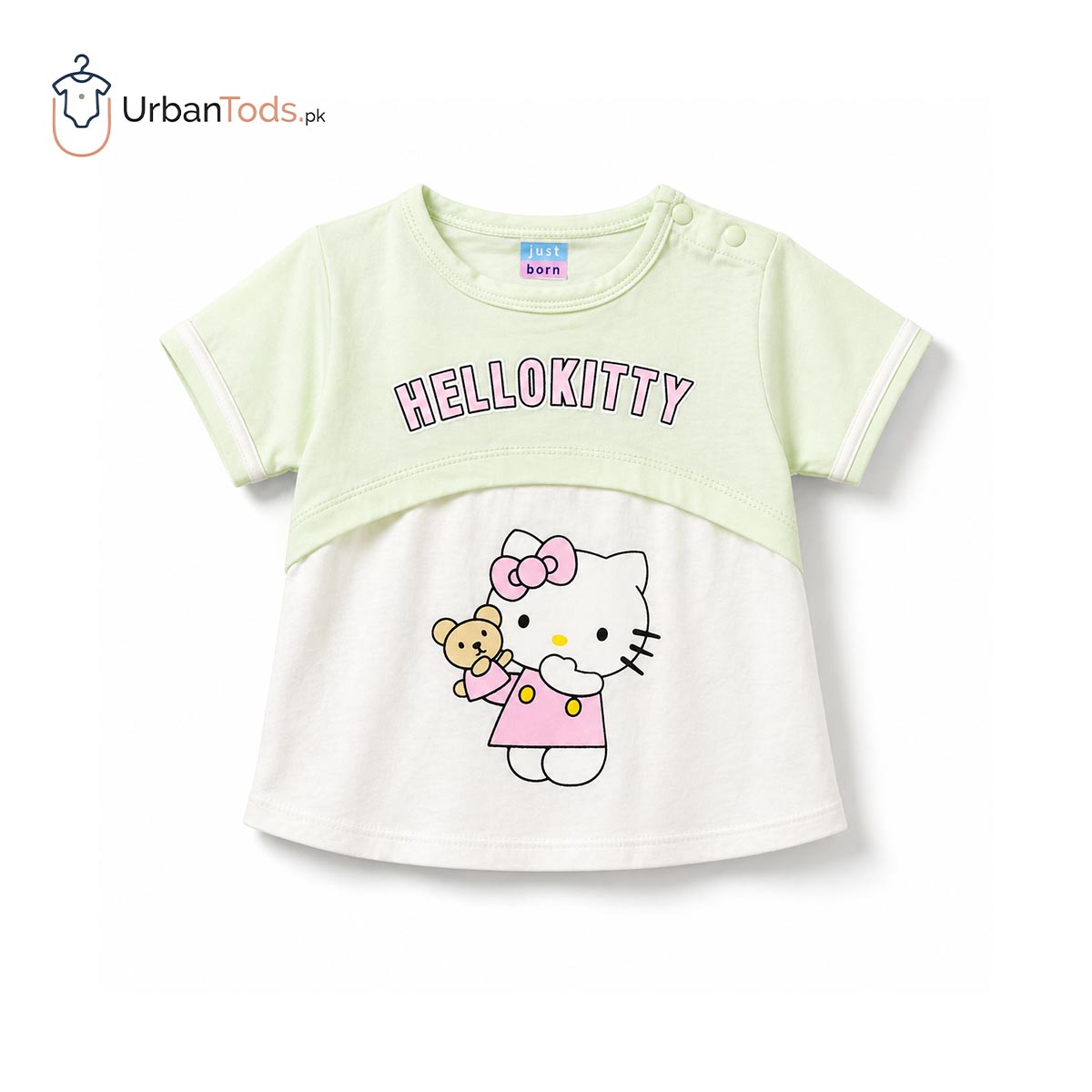 JUST BORN HELLO KITTY MINT GREEN 3 PCS SUMMER SET