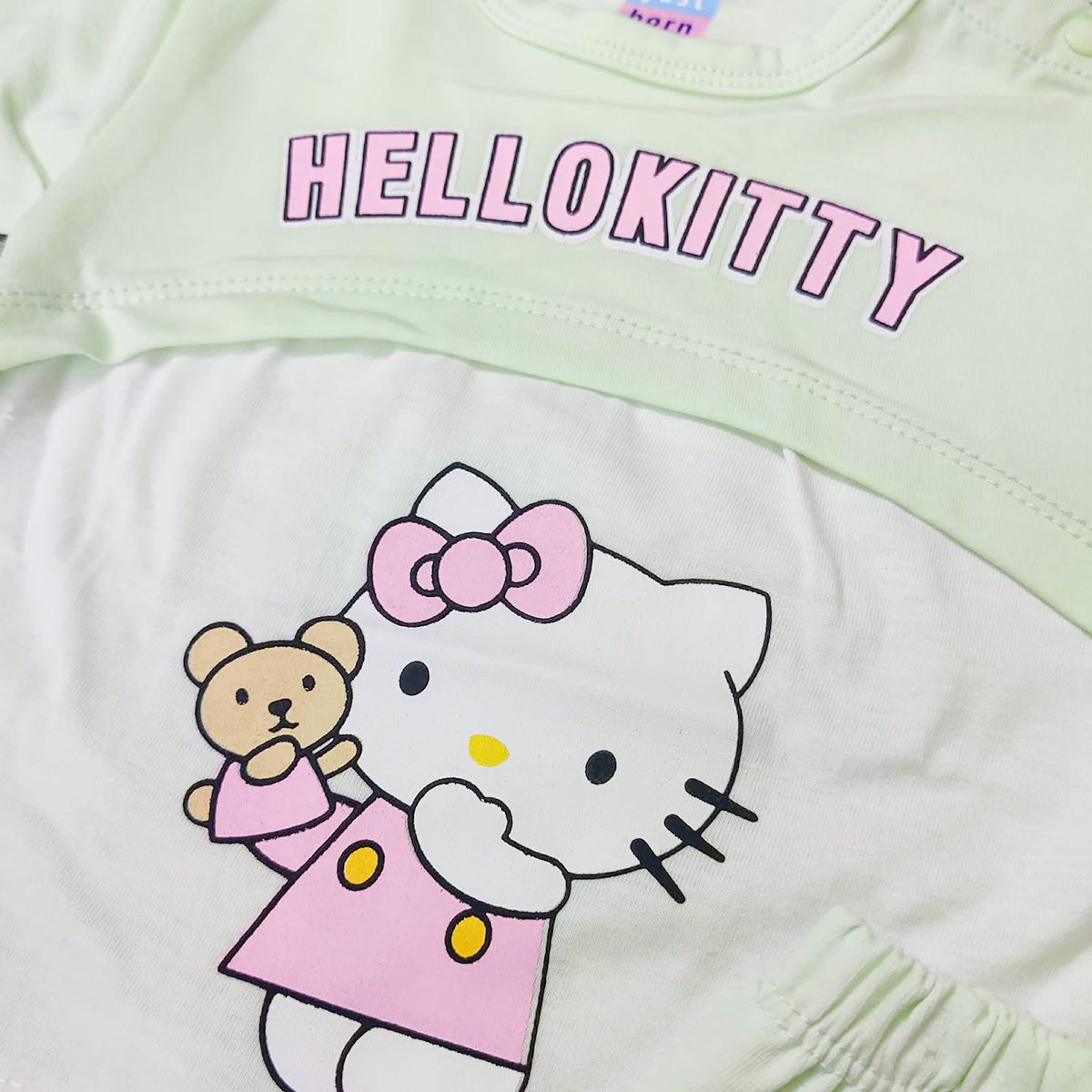 JUST BORN HELLO KITTY MINT GREEN 3 PCS SUMMER SET