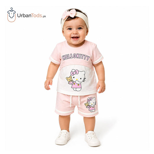 JUST BORN HELLO KITTY PASTEL PINK 3 PCS SUMMER SET