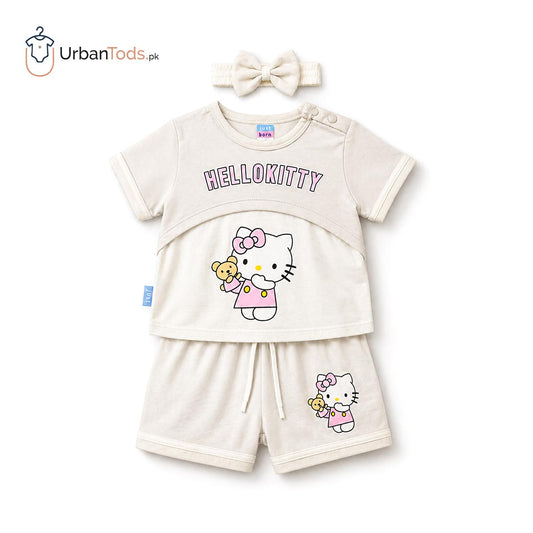 Just Born Hello Kitty Stone Grey 3 Pcs Summer Set