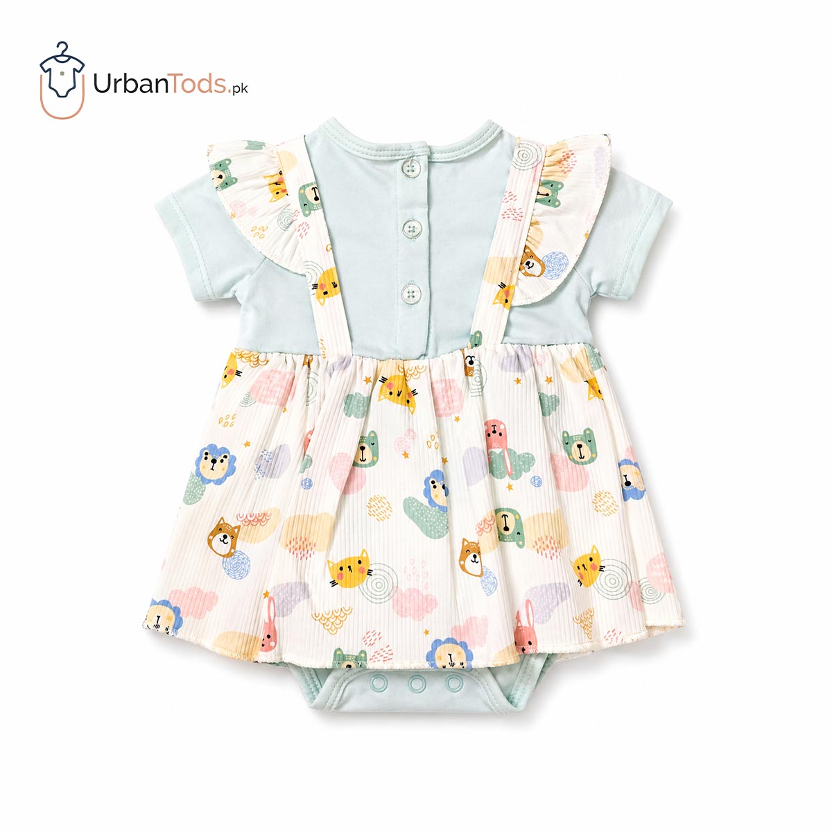 Just Born Poweder Blue Bear Frock Romper
