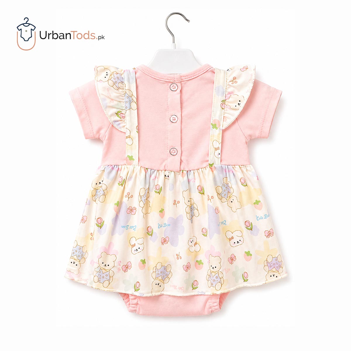 Just Born Poweder Pink Bear Frock Romper
