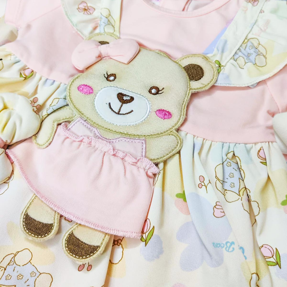 Just Born Poweder Pink Bear Frock Romper