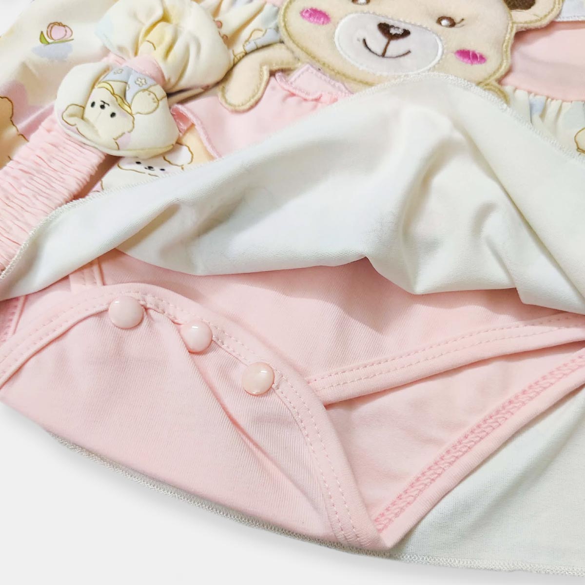 Just Born Poweder Pink Bear Frock Romper