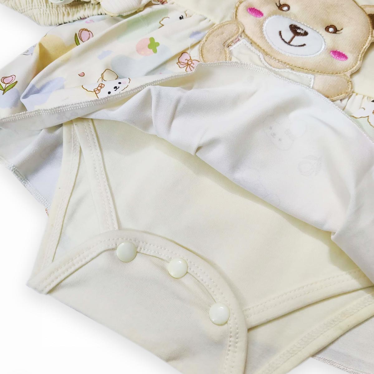 Just Born Poweder Yellow Bear Frock Romper