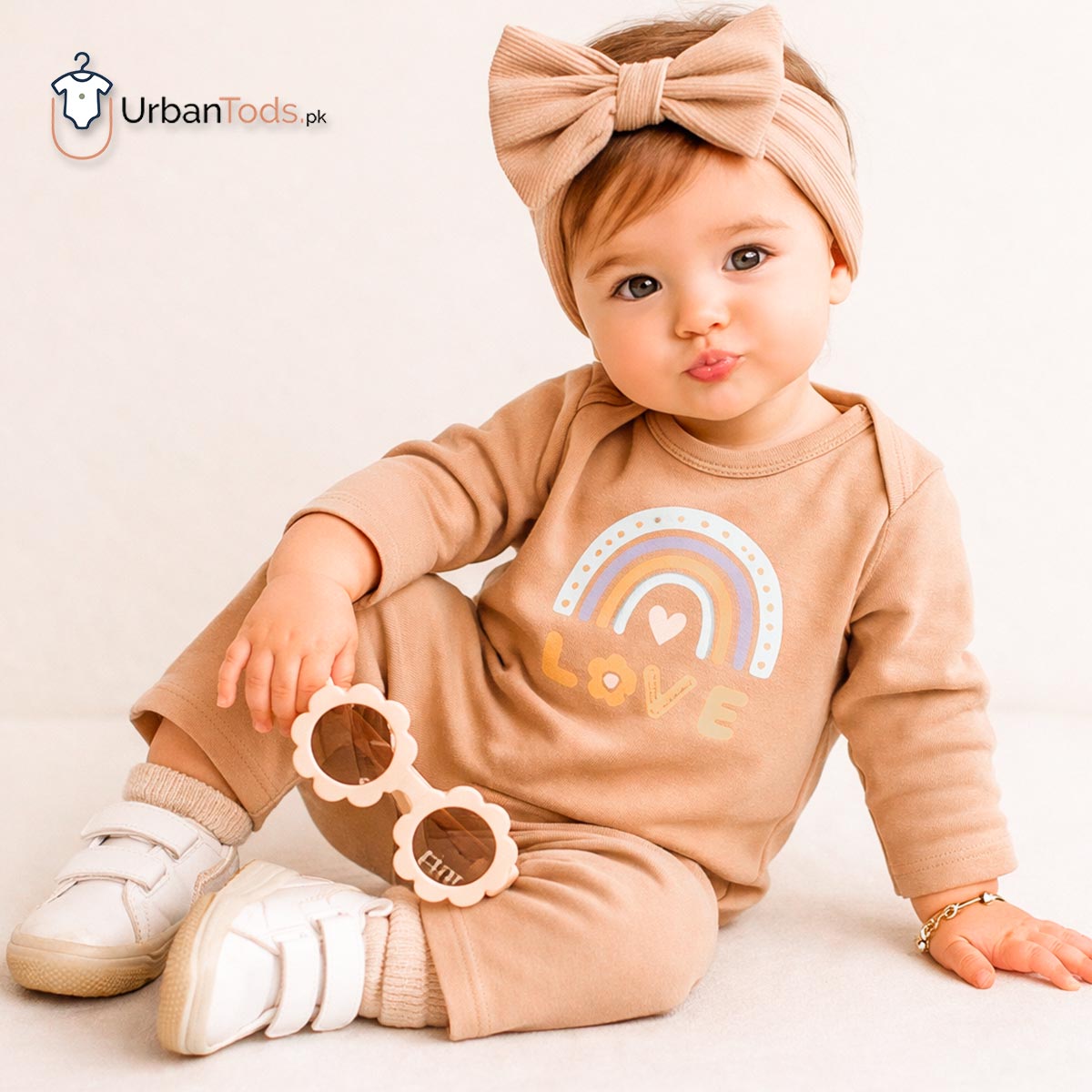 KIDS 2 PCS RAINBOW LOVE TOP WITH TROSUER SET