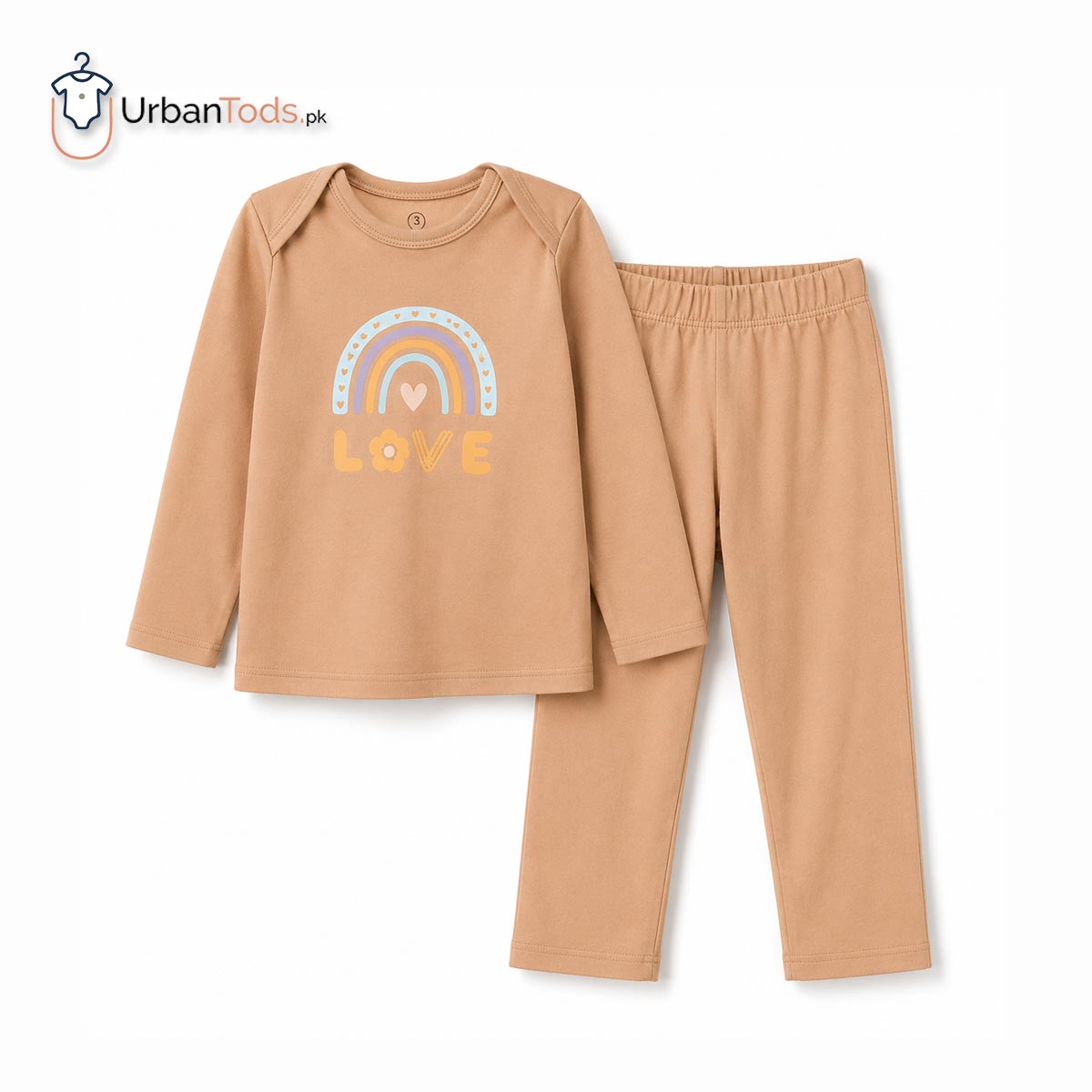 KIDS 2 PCS RAINBOW LOVE TOP WITH TROSUER SET