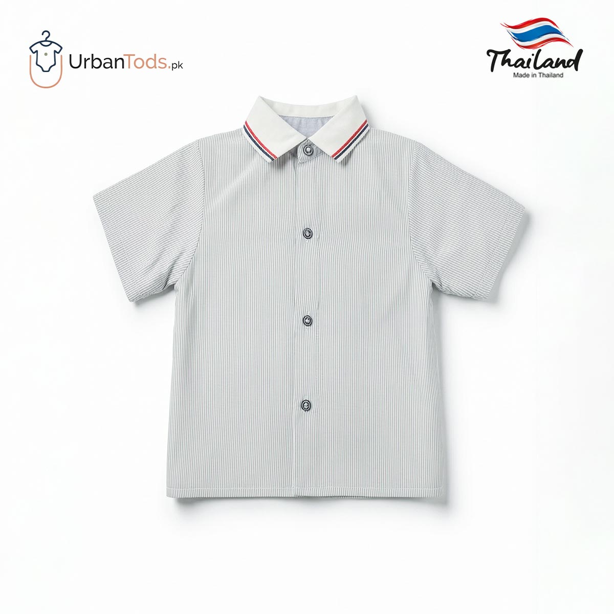 KIDS LIGHT GREY SHARK FRIEND STRIPED POLO & OVERALL SET