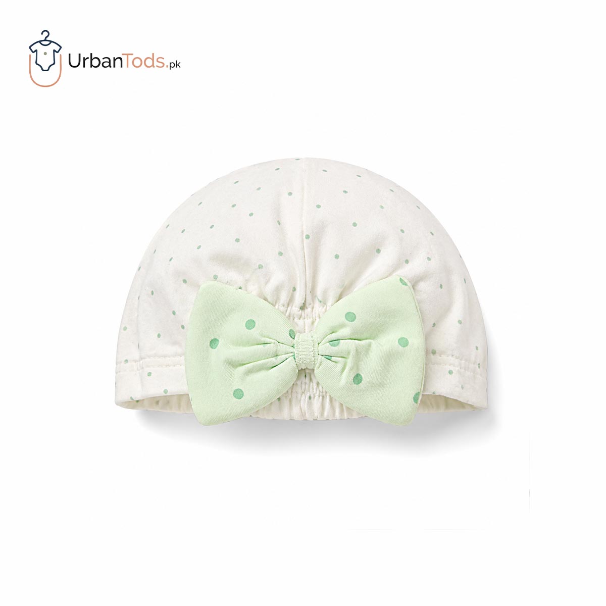 KIDS MINTY KITTY POLKA DOT ROMPER WITH CAP