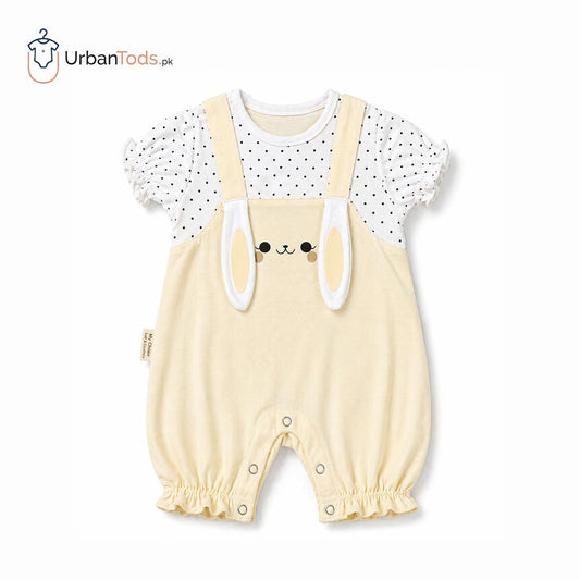 KIDS PASTEL YELLOW POLKA DOT BUNNY ROMPER